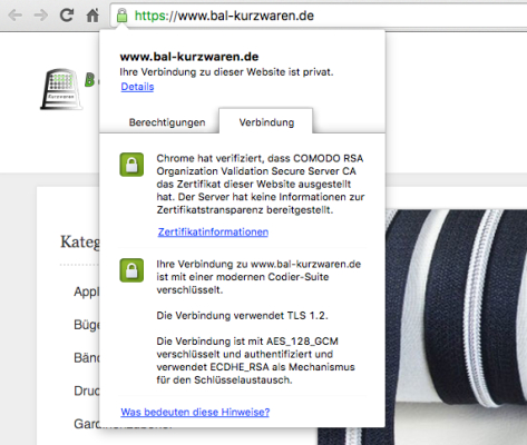 Noch mehr Sicherheit: bal-kurzwaren.de jetzt mit „hochgradiger“ SSL-Verschlüsselung - 