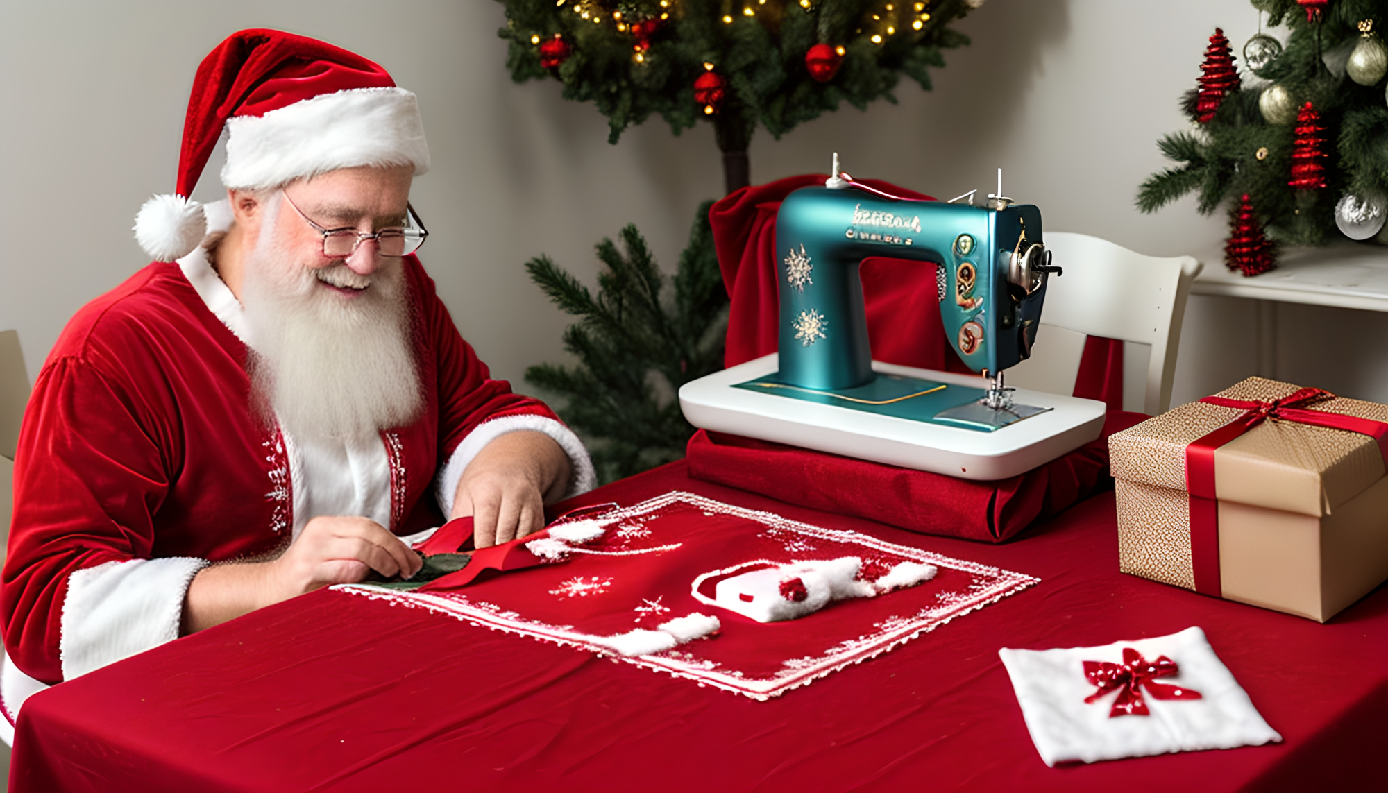 Weihnachtsmann näht