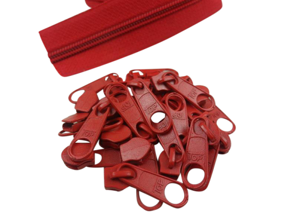 Zipper 5 mm spiral red
