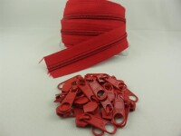 Zipper 5 mm spiral red