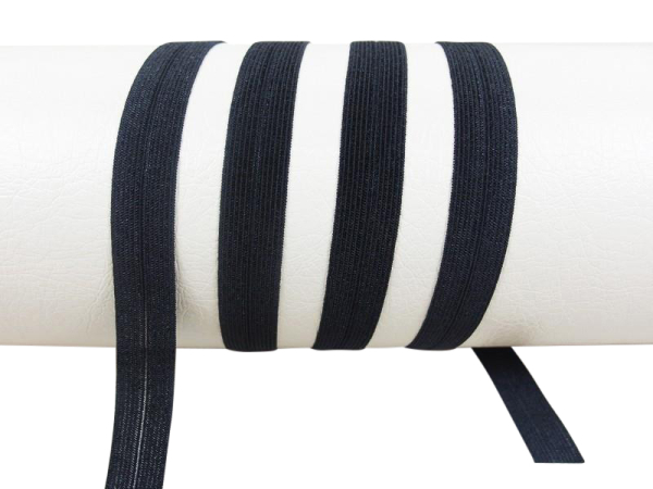 Folding rubber band / edging rubber band - 14 mm / folded only 7 mm - black