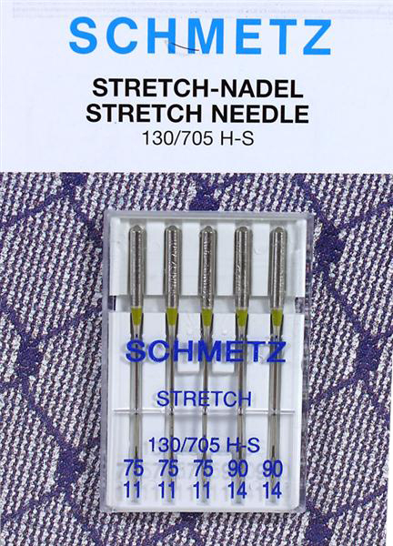 SCHMETZ - 5 stretch needles size 75-90 (Combi)/flat piston