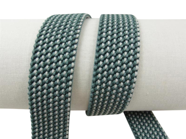 Webbing straps elastic model 70s, 30 mm green-white 45% elastane