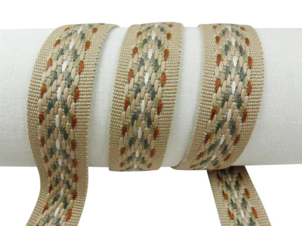 Webbing straps inelastic model 70s, 30 mm beige-brown