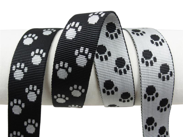 Paw webbing double-sided 20 mm black-silver gray