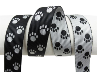 Paw webbing double-sided 25 mm black-silver gray
