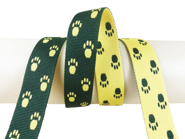 Paw webbing double-sided 25 mm green-yellow