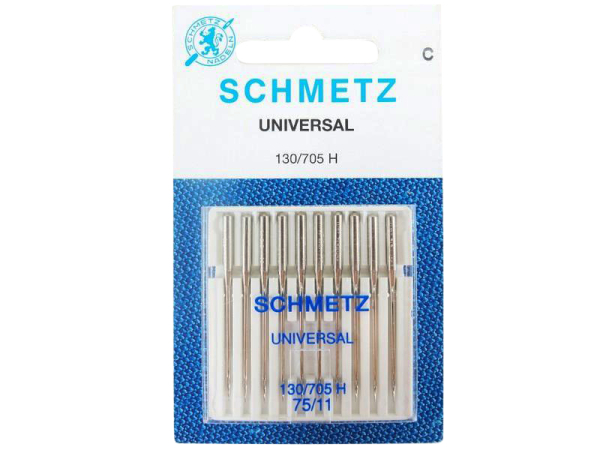 SCHMETZ - Large pack of 10 universal needles, size 75/11, flat piston