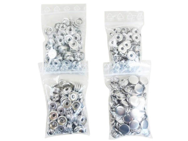 Snap fasteners "Point" - ring spring "Sport + Camping" large pack of 100, 15 mm / without tools, silver
