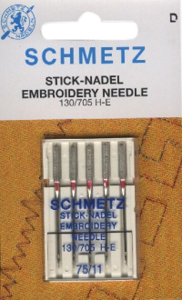 SCHMETZ - 5 Sticknadel Embroidery 75/11 Flachkolben