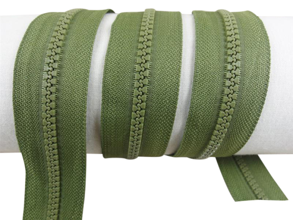 Delrin VISLON zippers sold by the meter plastic teeth 6 mm / loose army green
