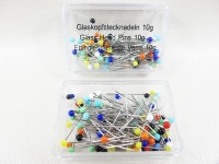 Glass head pins large / mix color - 10g (approx. 50...