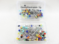 Glaskopfstecknadeln groß / Mix-Farbe - 10g (ca. 50...