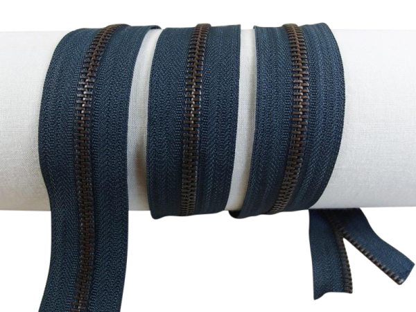 Endlos-Reißverschlüsse mit Kupfer Metallverzahnung- lose Meterware (Nr.5) anthrazit-grau