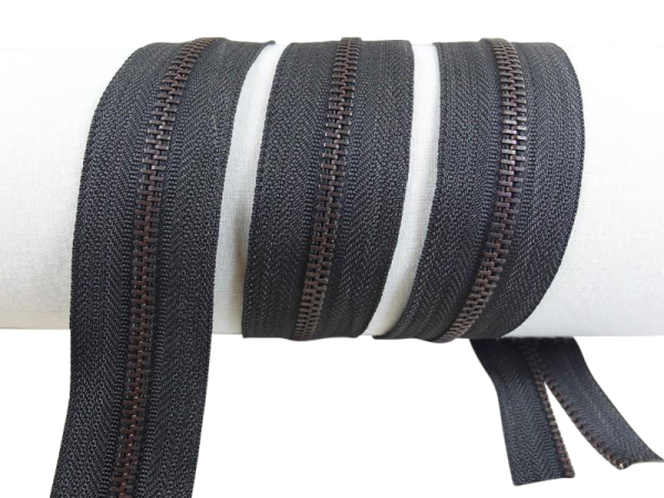 Endless zippers with copper metal teeth - sold by the meter (No. 5) brown