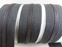 Endless zippers with copper metal teeth - sold by the meter (No. 5) brown