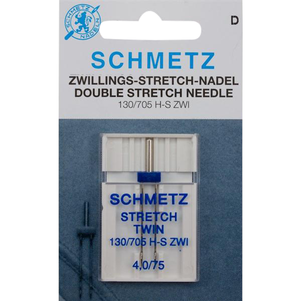 SCHMETZ - twin stretch needle 4.0 / 75/flat piston
