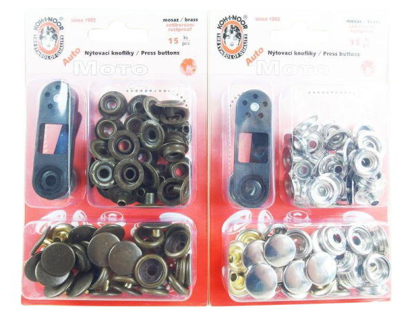 Set of 15 snap fasteners "Moto-medium" Rinfeder with tool 15 mm