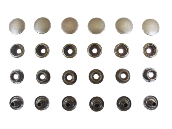 Druckknöpfe "Moto-Groß"  17 mm ohne Werkzeug / 100er Set altmessing