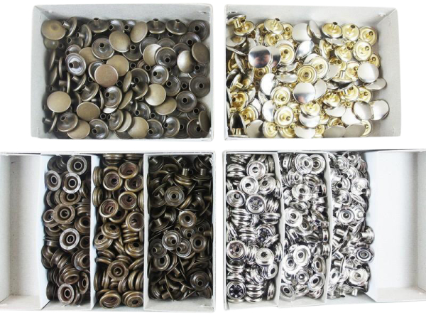 Snap fasteners "Moto-small" 13.5 mm without tools - ring spring / set of 100
