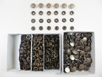 Snap fasteners "Moto-small" 13.5 mm without tools - ring spring / set of 100 antique brass