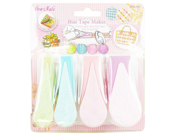 Bias tape maker "Sparset of 4" (9 mm, 12 mm, 18 mm, 25 mm) from Sew Mate