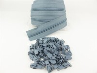 Zipper 3 mm Spirale Modell-kurz  hell-grau