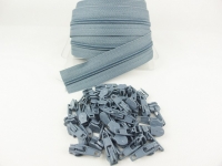 Zipper 3 mm Spirale Modell-kurz grau