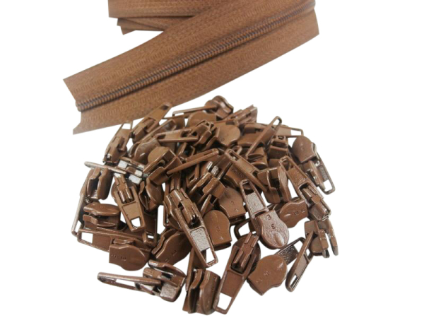 Zipper 3 mm spiral model-short nut brown