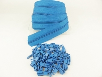 Zipper 3 mm spiral model-short azure blue