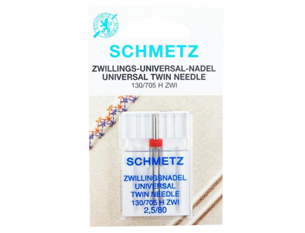 SCHMETZ - Twin universal needle 2.5 / 80 / flat piston
