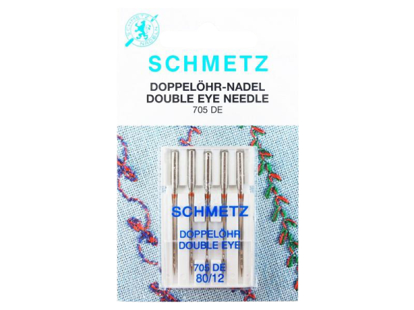 SCHMETZ - 5 double eye needle size 80 / 12 / flat piston
