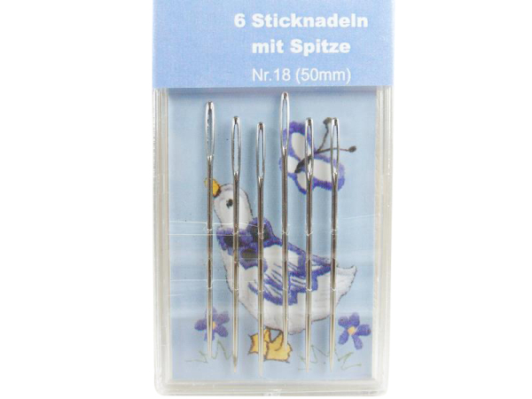 6 embroidery needles model "Needlebox" 50 mm with tip