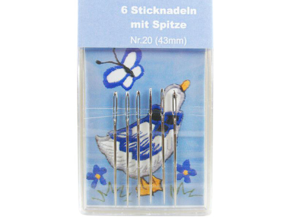 6 embroidery needles model "Needlebox" 43 mm with tip