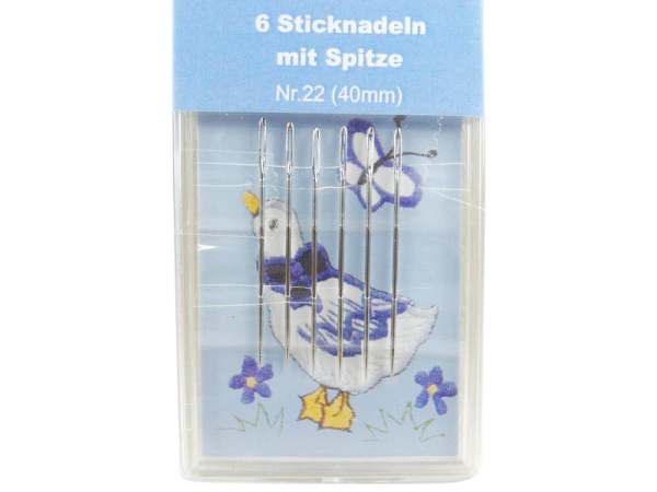6 embroidery needles model "Needlebox" 40 mm with tip