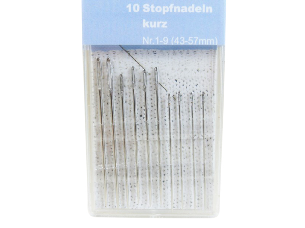 Pack of 10 darning needles short 43-57 mm
