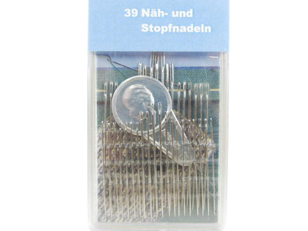 Pack of 39 sewing and darning needles + threader