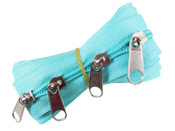 Endless zippers-FIX - 3 meters incl. 4 zippers (5mm) light turquoise