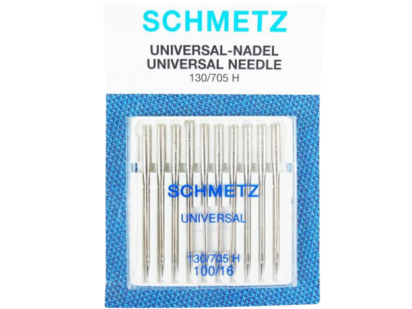SCHMETZ - Large pack of 10 universal needles, size 100 / flat piston