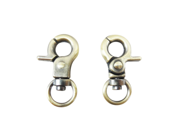 Scissor snap hook model "little" - round antique brass