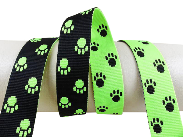 Paw webbing double-sided 20 mm black-neon green