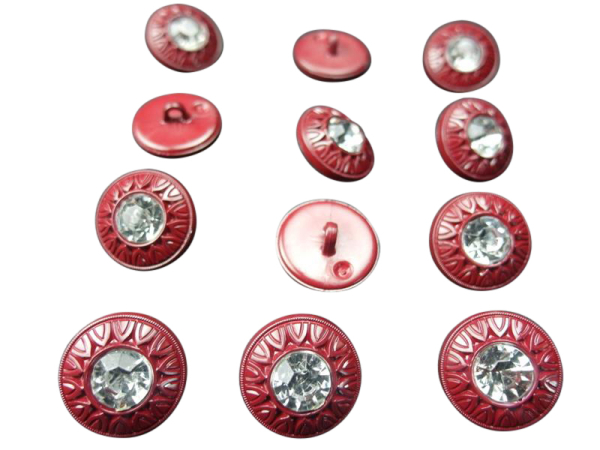Rhinestone buttons burgundy red