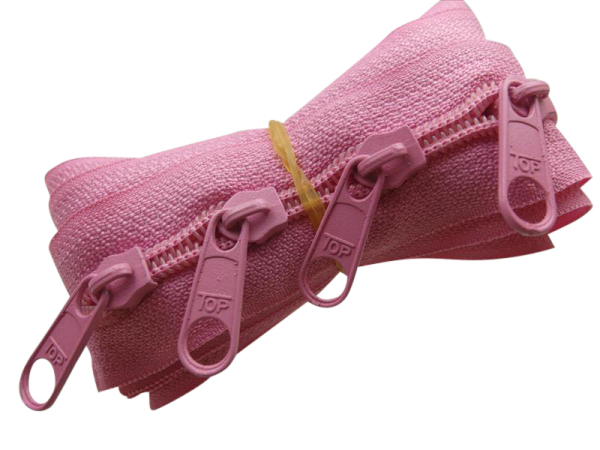 Endlose-Reißverschlüsse-FIX - 3 Meter inkl. 4 Zipper (5mm) kräftiges rosa