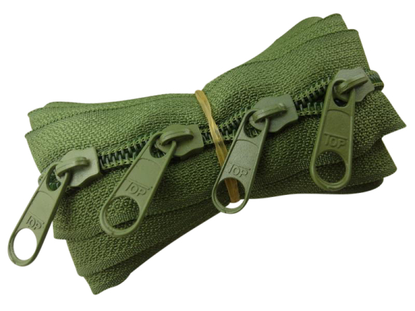 Endless zippers-FIX - 3 meters incl. 4 zippers (5mm) kaki-green