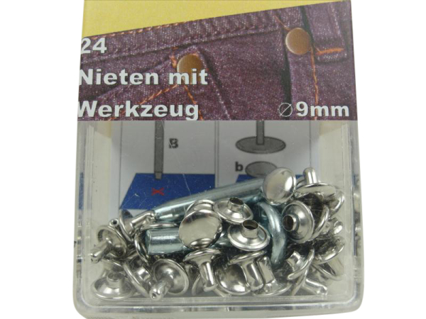 Rivets with tool 9 mm silver