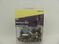 Rivets with tool 9 mm old brass