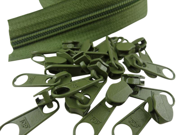 Zipper 5 mm spiral kaki green