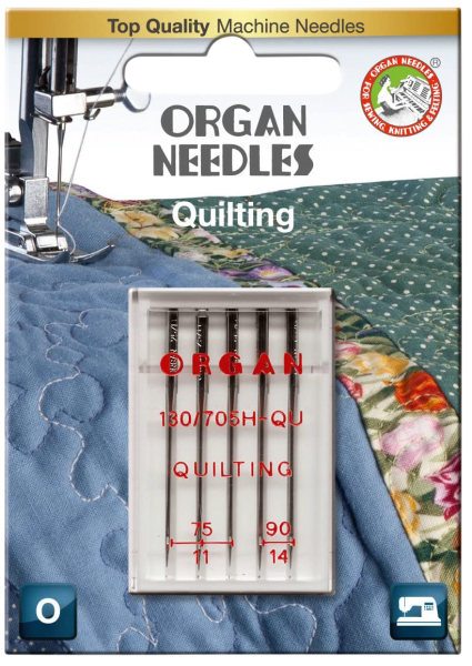 ORGAN - 5 quilting needles size 75-90/flat piston