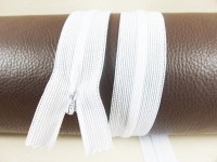 Seam-covered zippers - 60 cm - white
