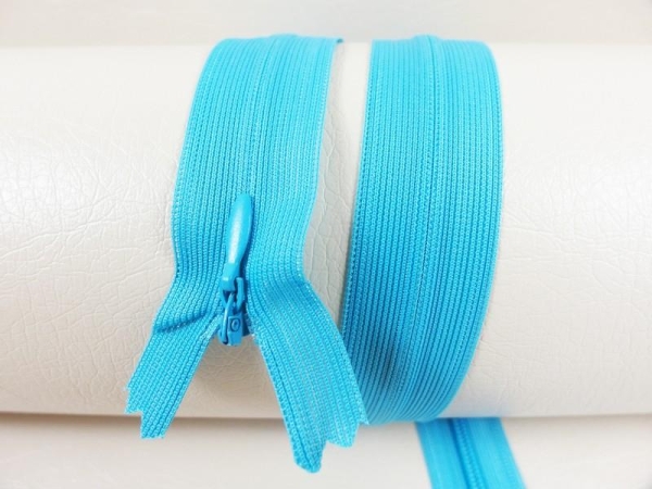 Seam-covered zippers - 60 cm - turquoise